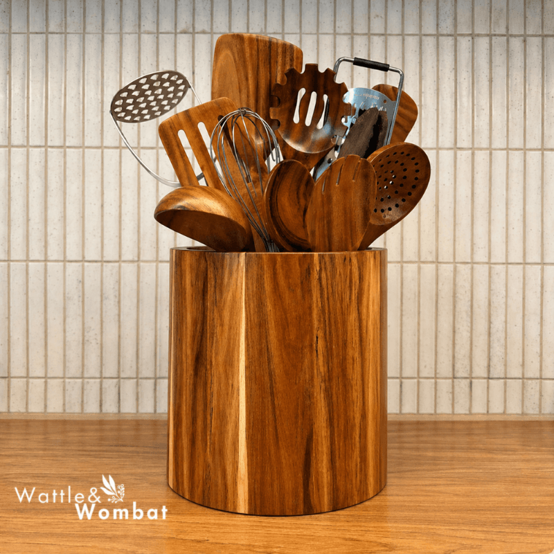 Teak Kitchen Caddy and Spoon Rest