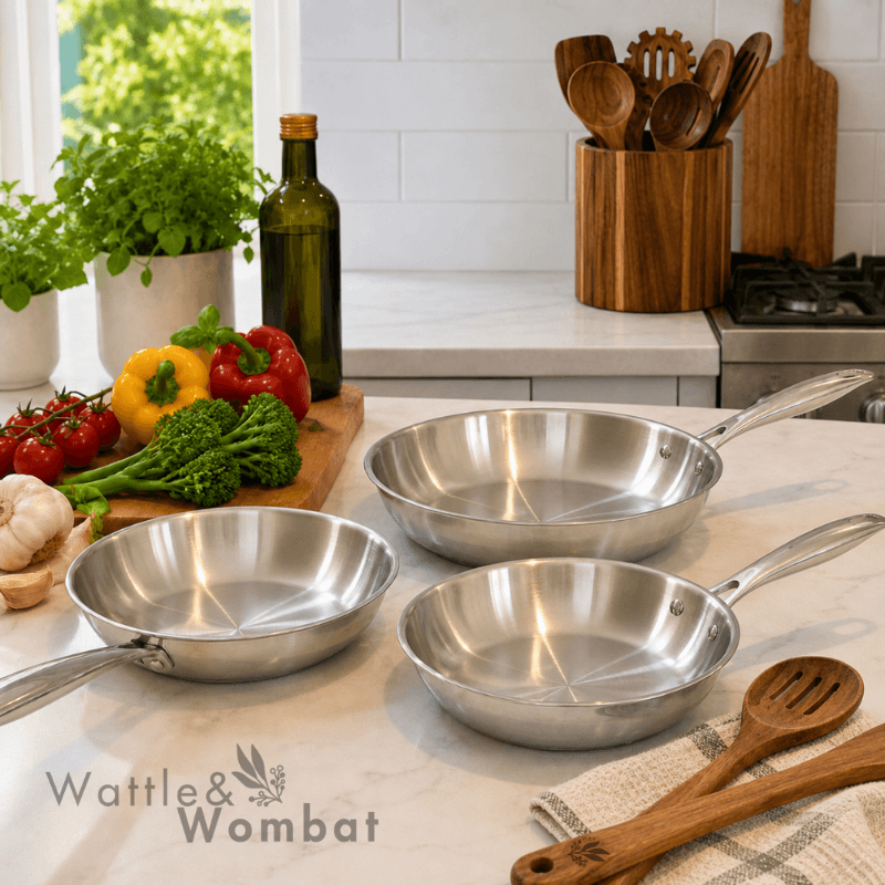 Wattle&Wombat™ Signature Stainless Pan Set