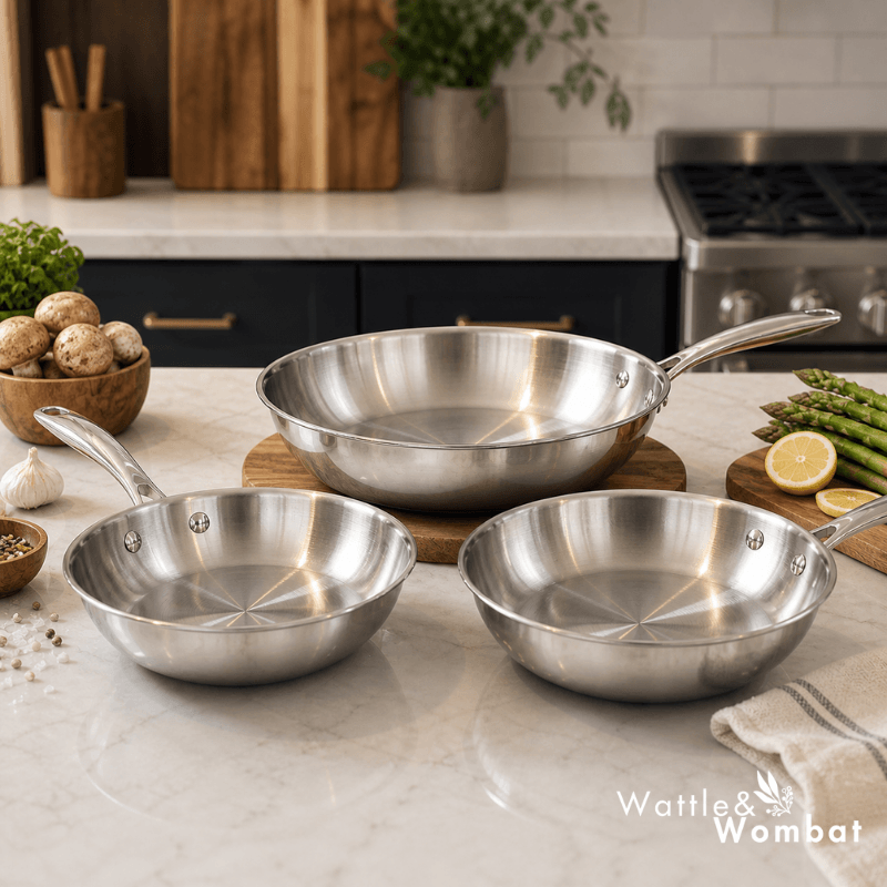 Wattle&Wombat™ Signature Stainless Pan Set